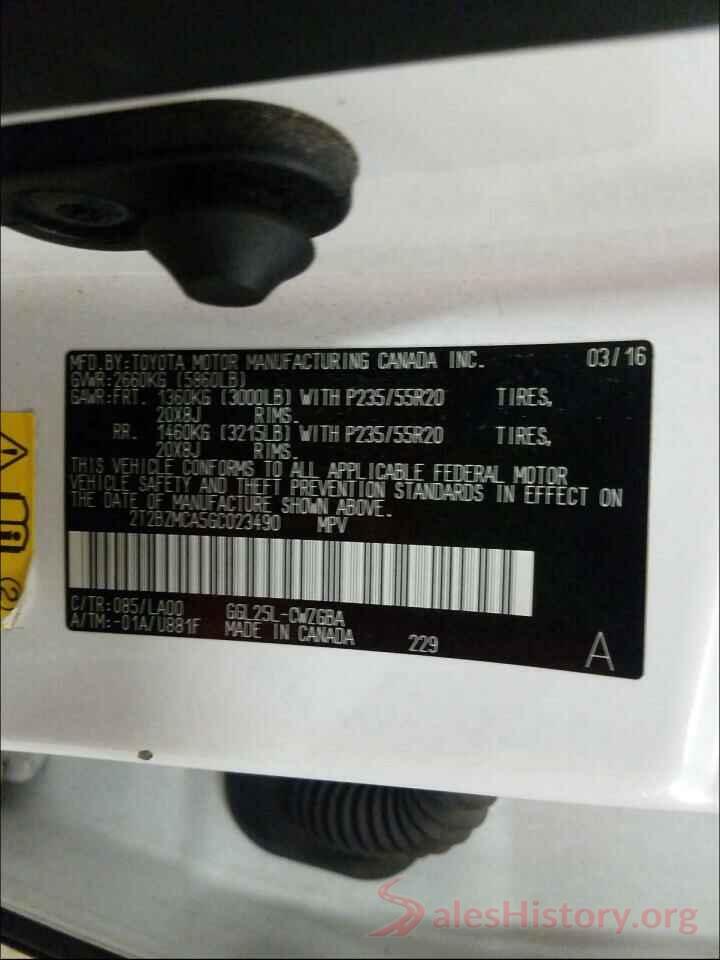 2T2BZMCA5GC023490 2016 LEXUS RX350