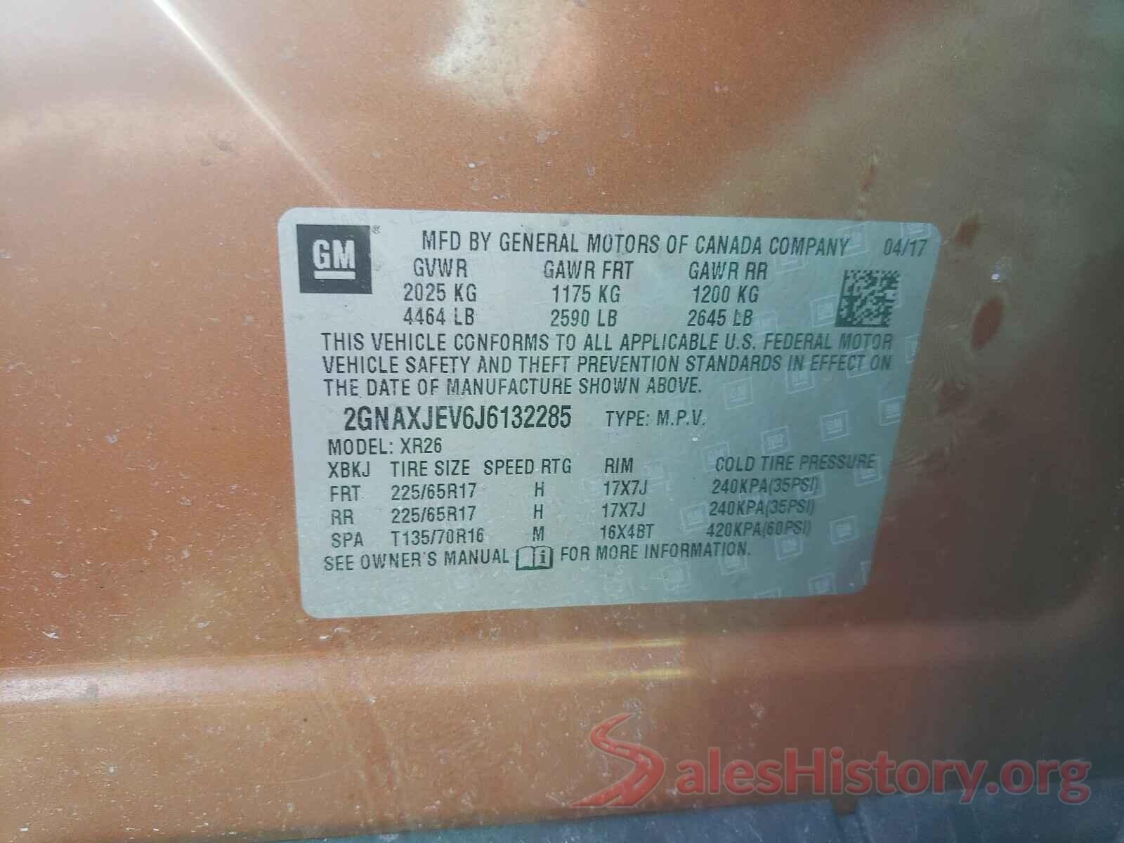 2GNAXJEV6J6132285 2018 CHEVROLET EQUINOX