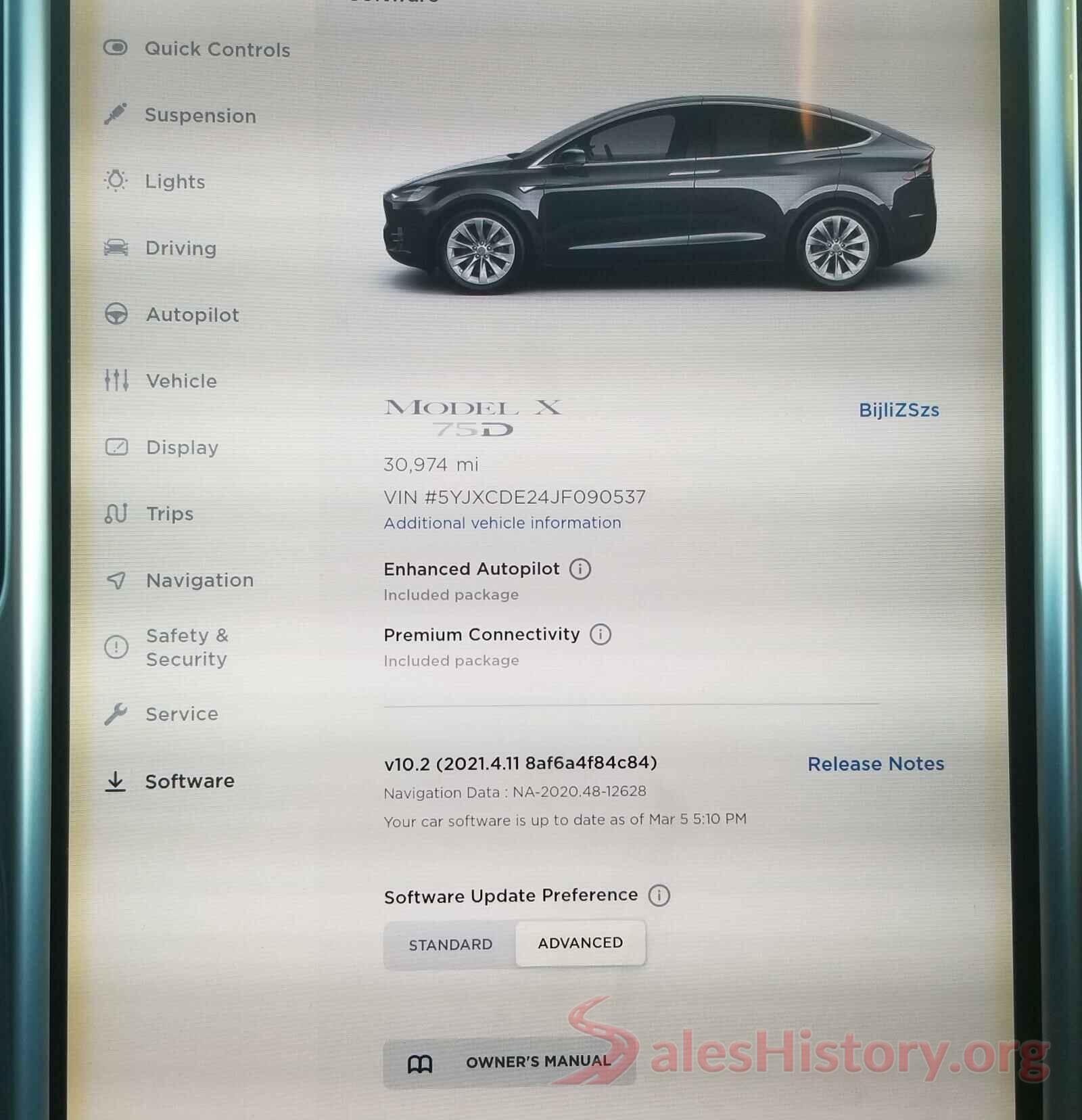 5YJXCDE24JF090537 2018 TESLA MODEL X