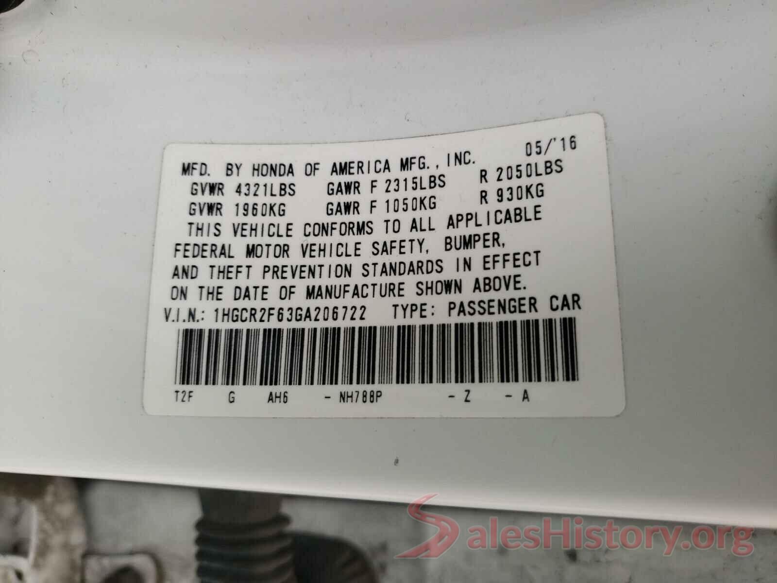 1HGCR2F63GA206722 2016 HONDA ACCORD