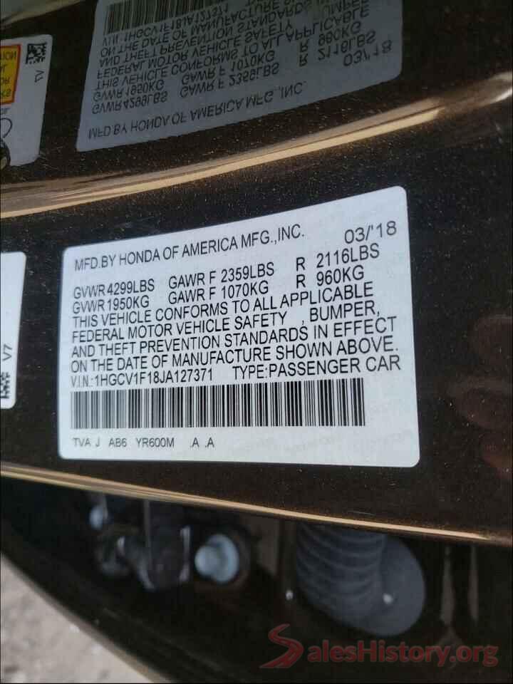 1HGCV1F18JA127371 2018 HONDA ACCORD