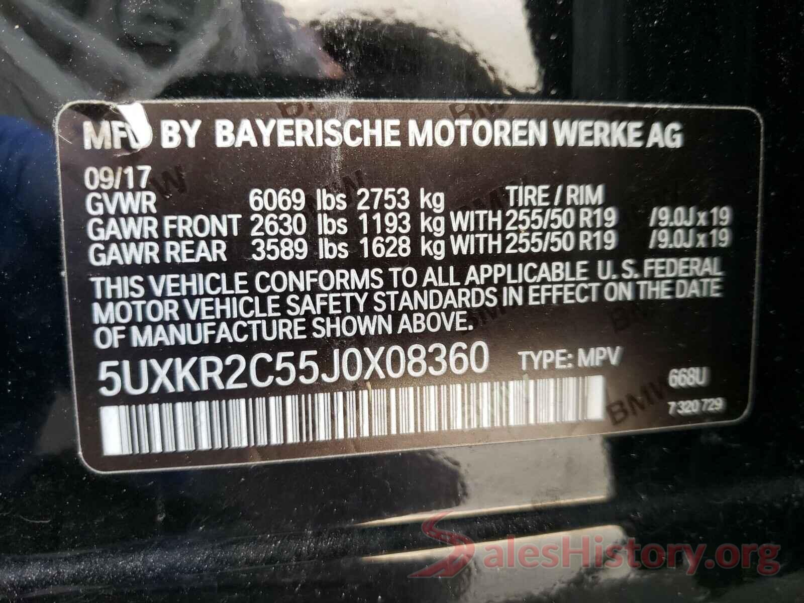 5UXKR2C55J0X08360 2018 BMW X5