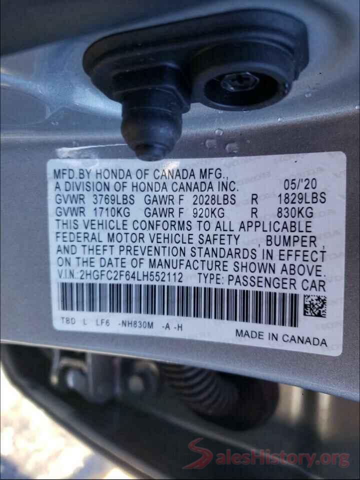 2HGFC2F64LH552112 2020 HONDA CIVIC