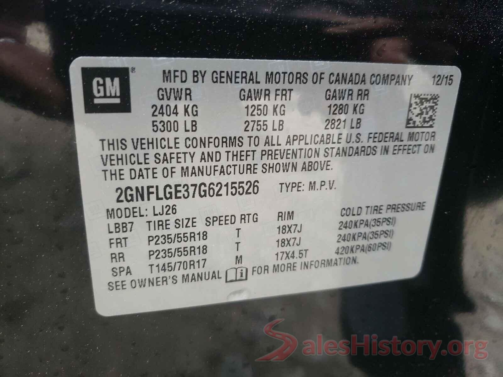 2GNFLGE37G6215526 2016 CHEVROLET EQUINOX