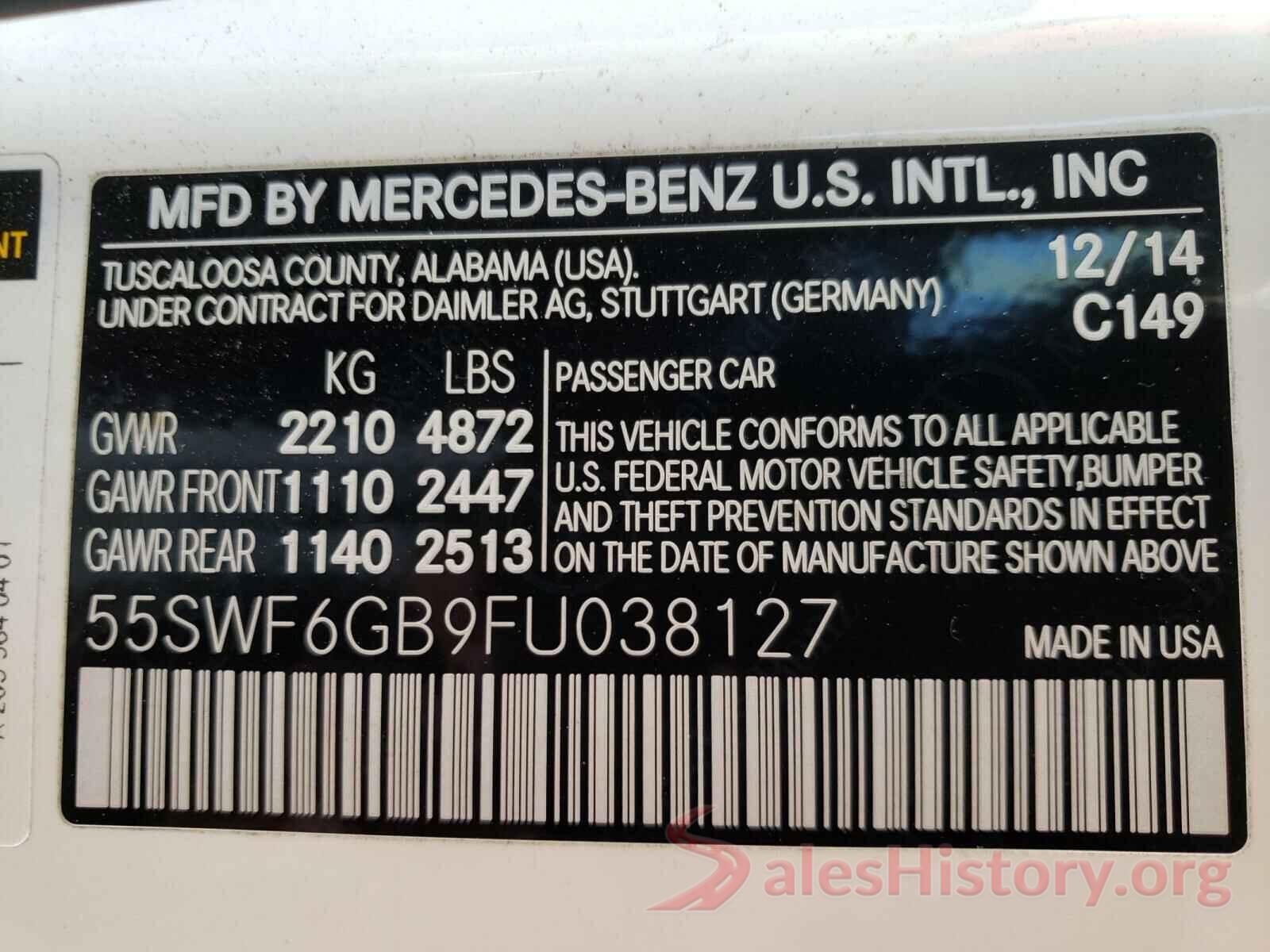 55SWF6GB9FU038127 2015 MERCEDES-BENZ C CLASS