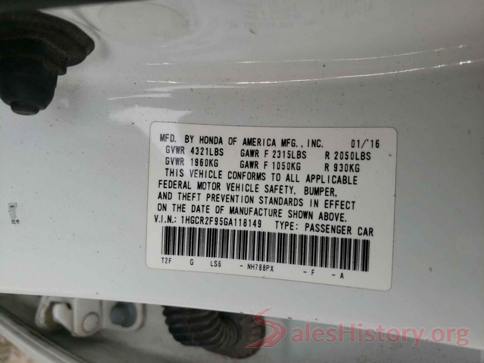 1HGCR2F95GA118149 2016 HONDA ACCORD