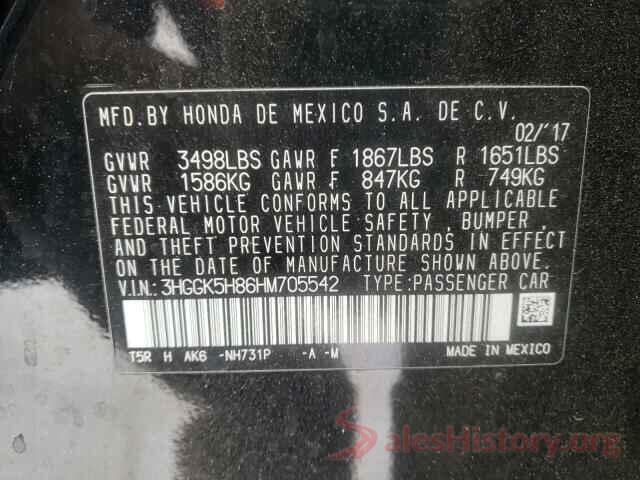 3HGGK5H86HM705542 2017 HONDA FIT