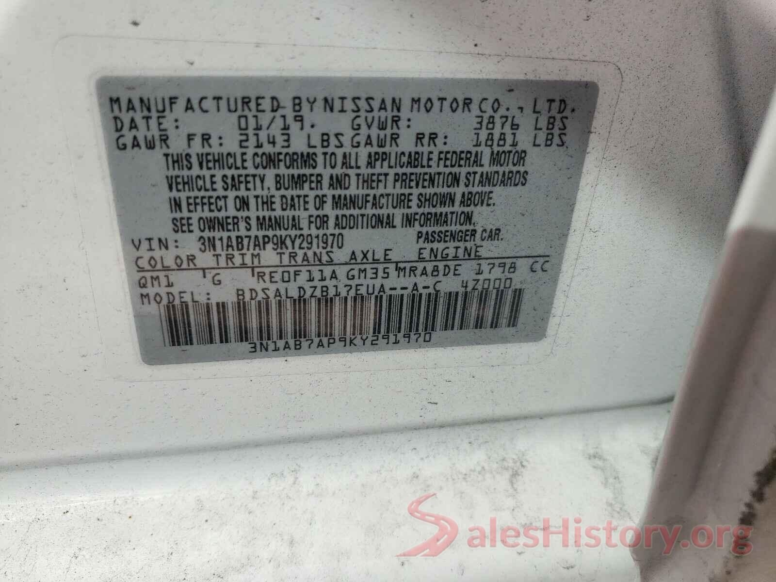 3N1AB7AP9KY291970 2019 NISSAN SENTRA