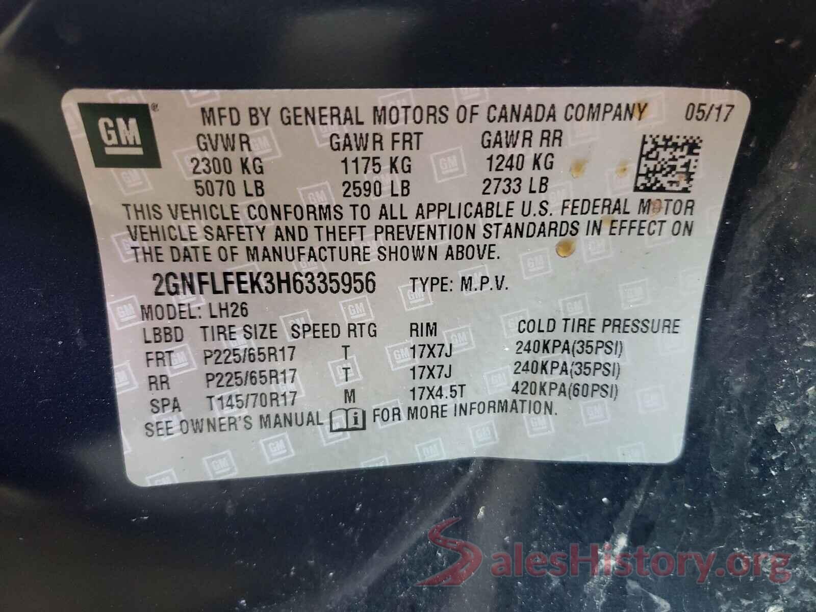 2GNFLFEK3H6335956 2017 CHEVROLET EQUINOX