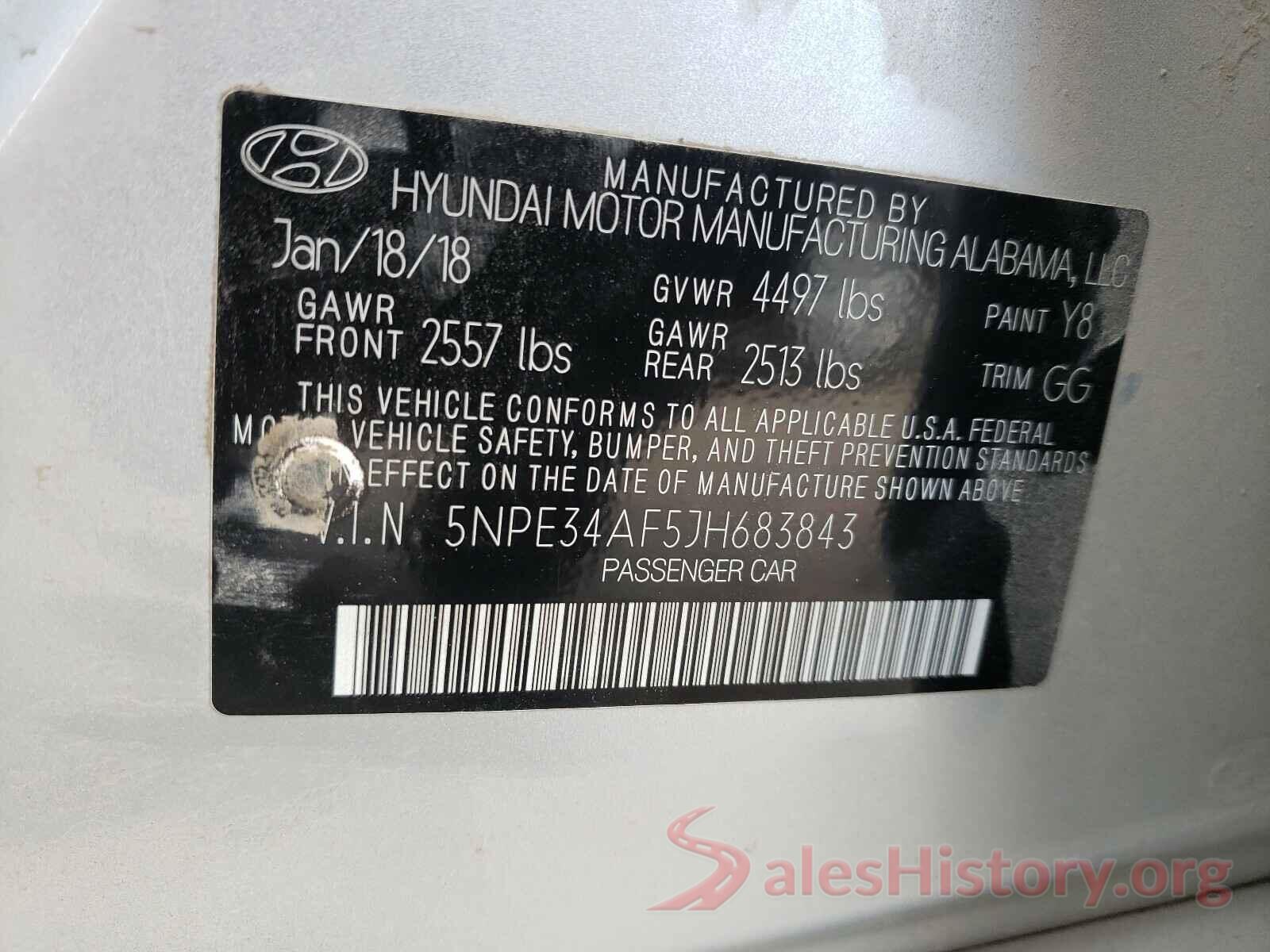 5NPE34AF5JH683843 2018 HYUNDAI SONATA