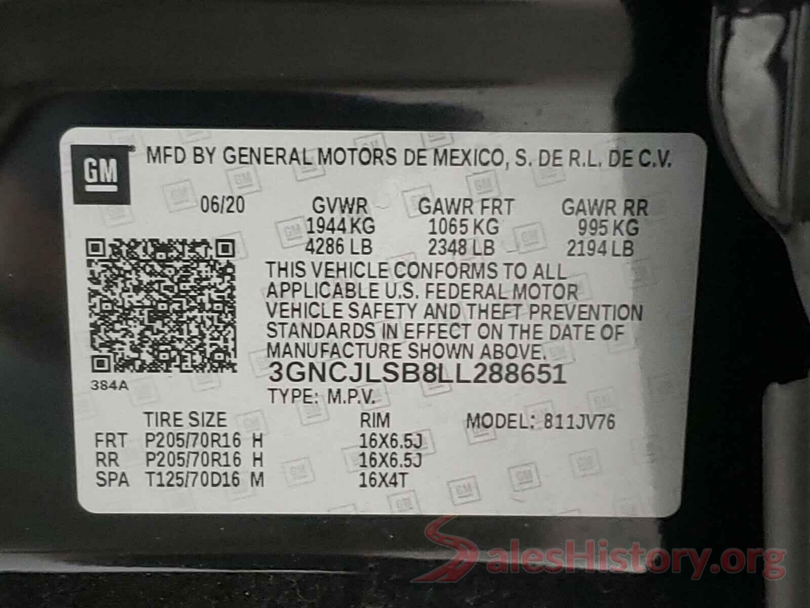 3GNCJLSB8LL288651 2020 CHEVROLET TRAX