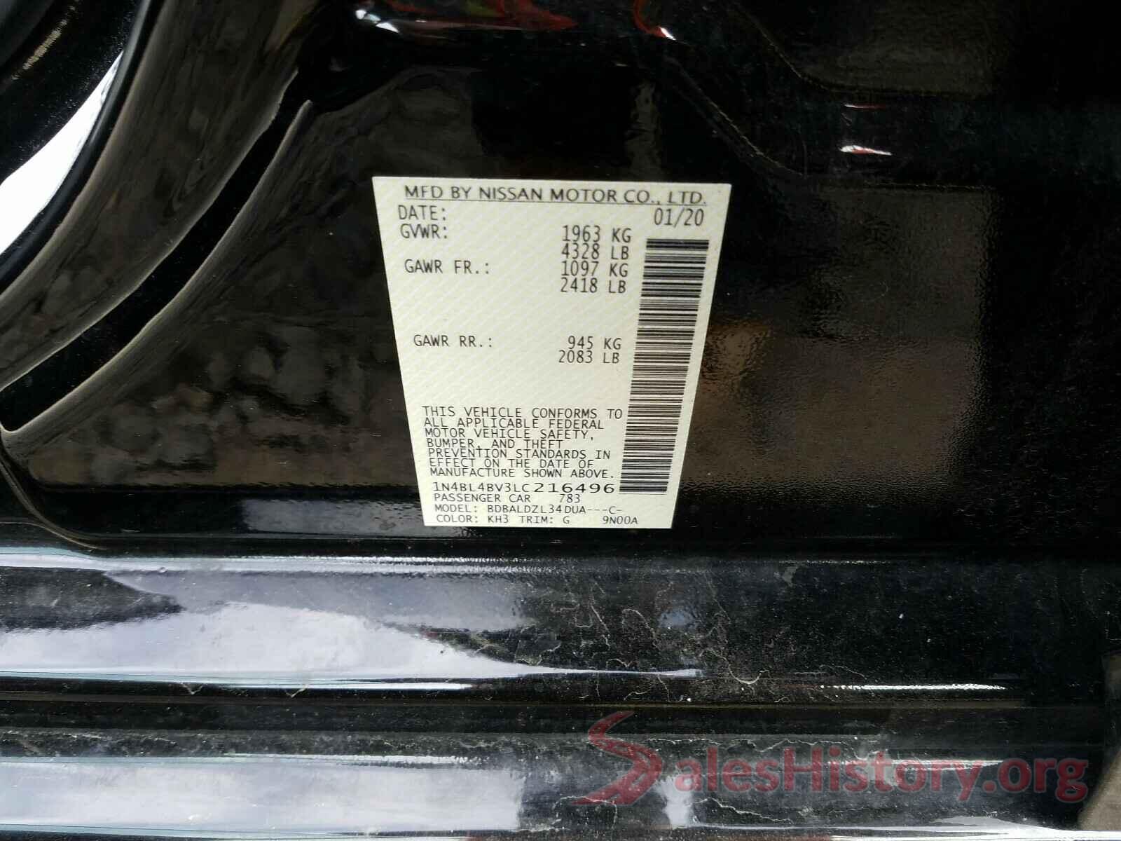 1N4BL4BV3LC216496 2020 NISSAN ALTIMA