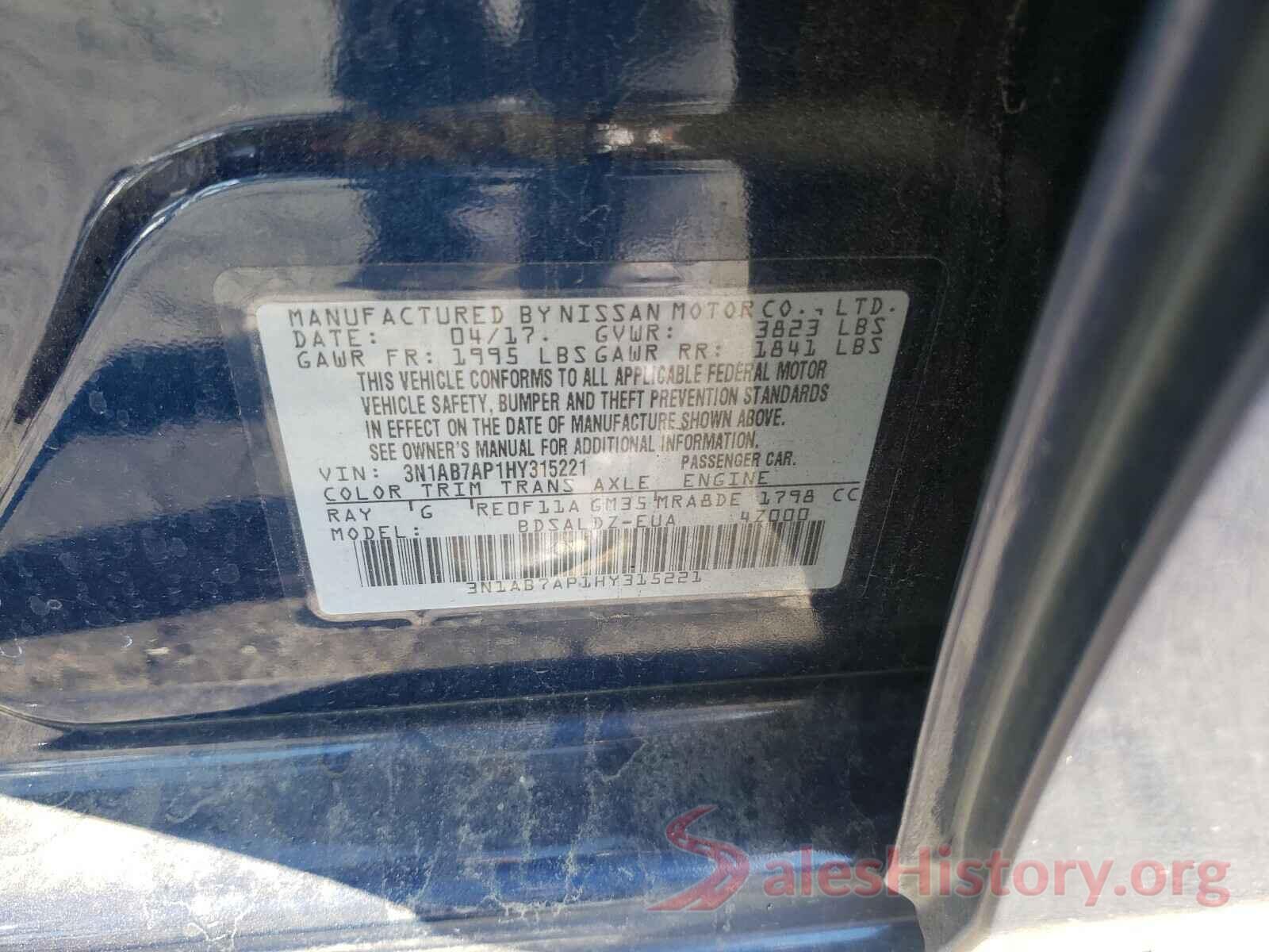 3N1AB7AP1HY315221 2017 NISSAN SENTRA