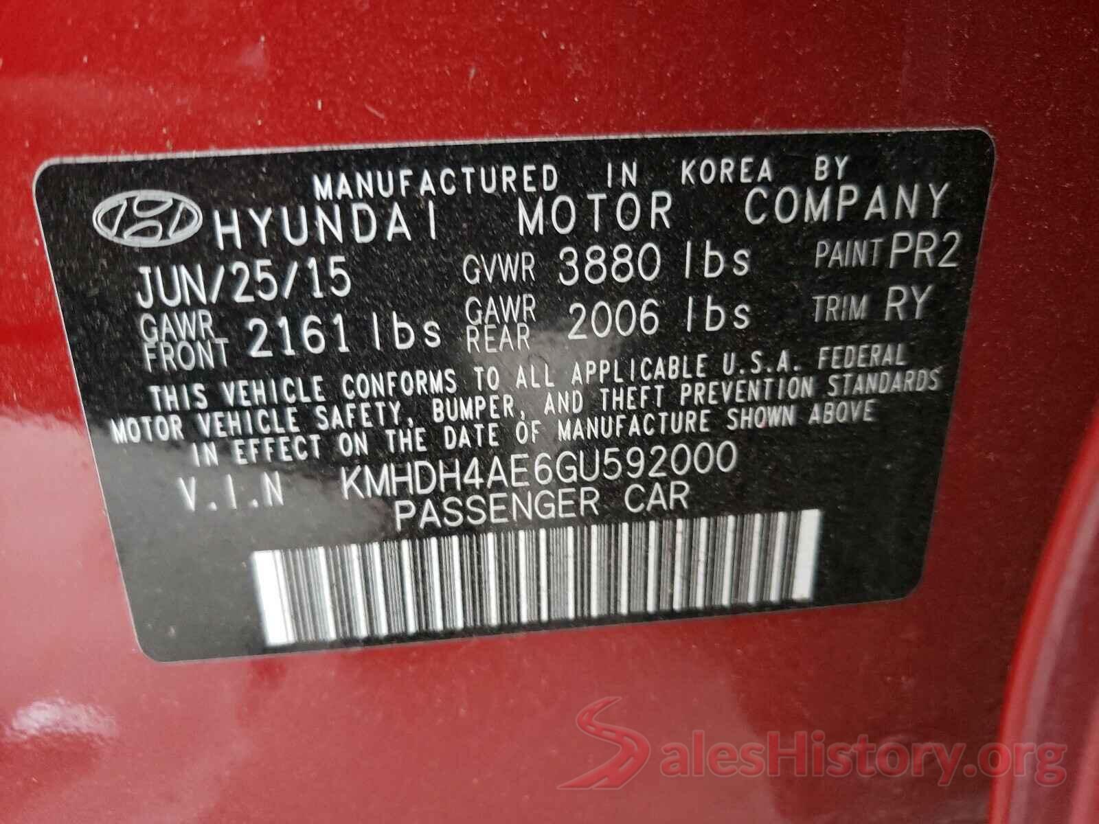 KMHDH4AE6GU592000 2016 HYUNDAI ELANTRA