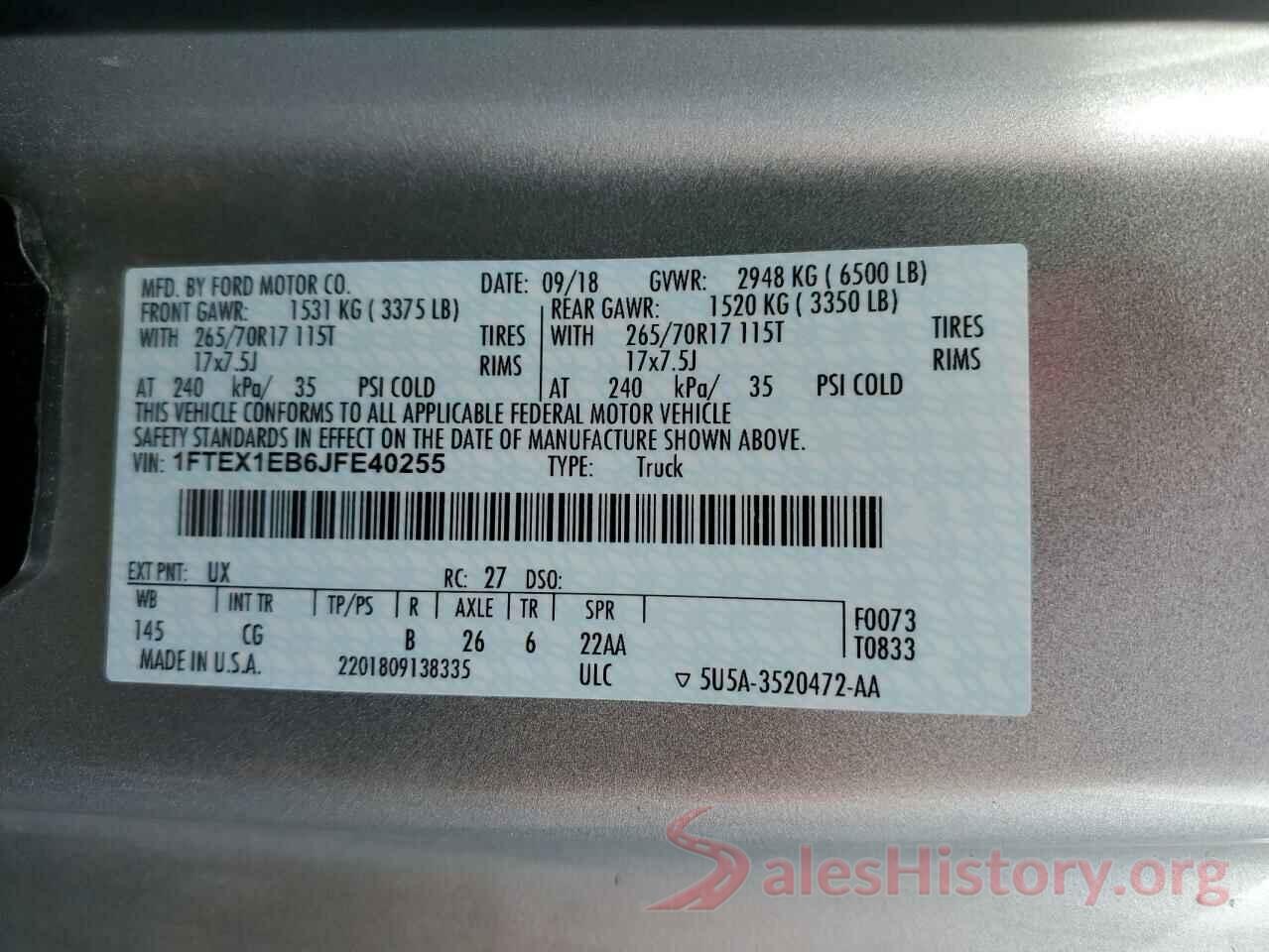 1FTEX1EB6JFE40255 2018 FORD F150