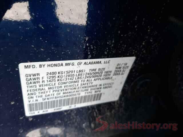 5FNYF8H53KB005570 2019 HONDA PASSPORT