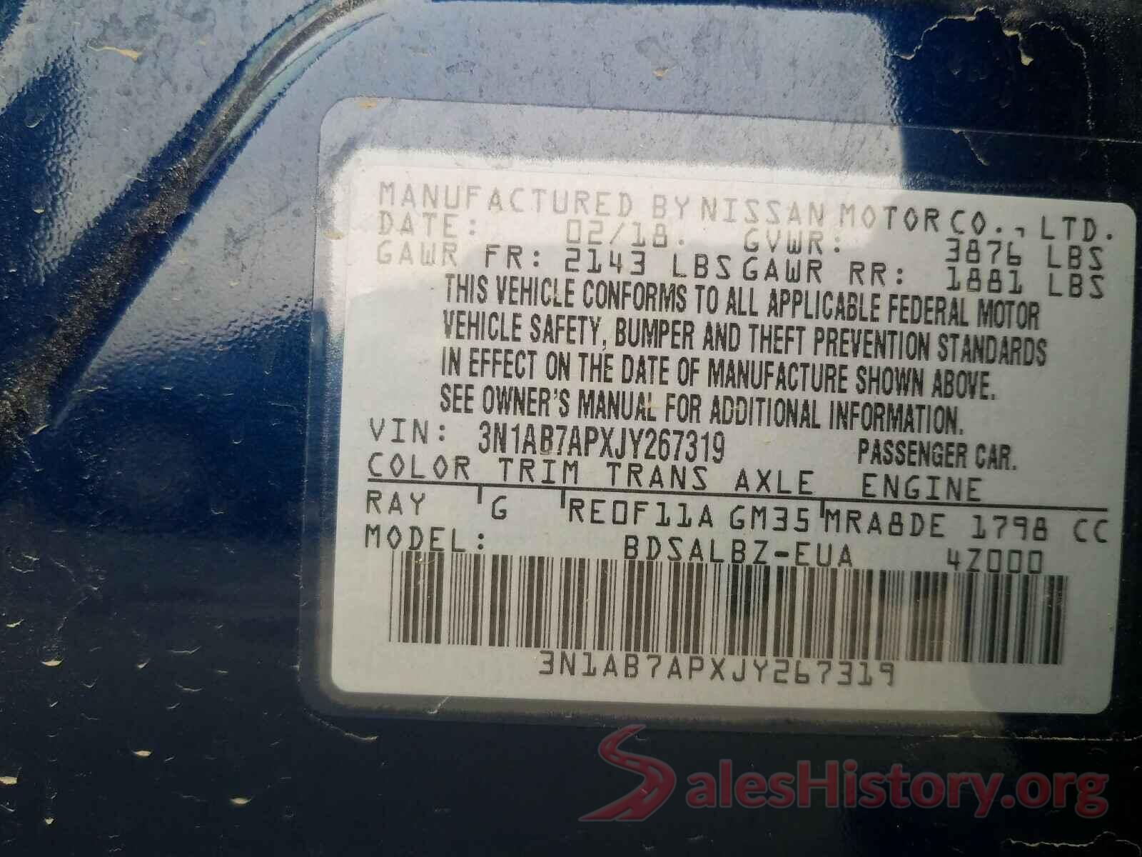 3N1AB7APXJY267319 2018 NISSAN SENTRA