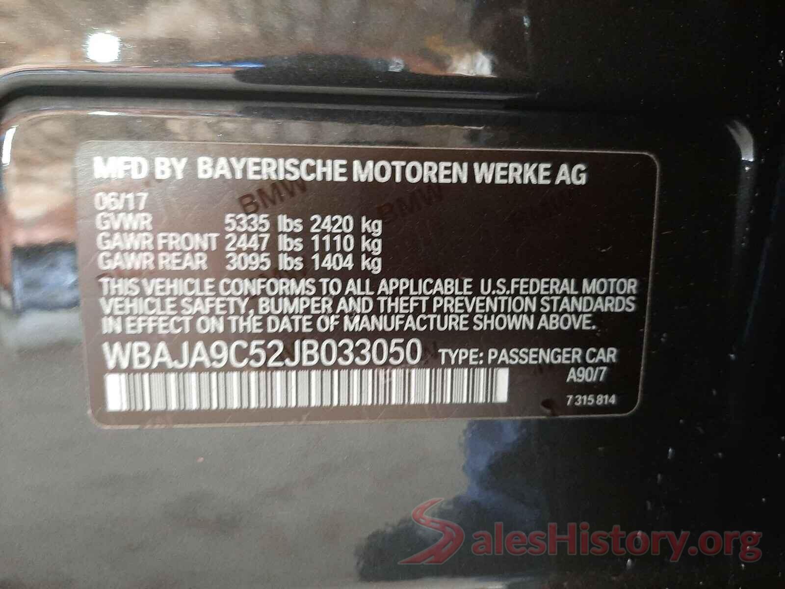 WBAJA9C52JB033050 2018 BMW 5 SERIES