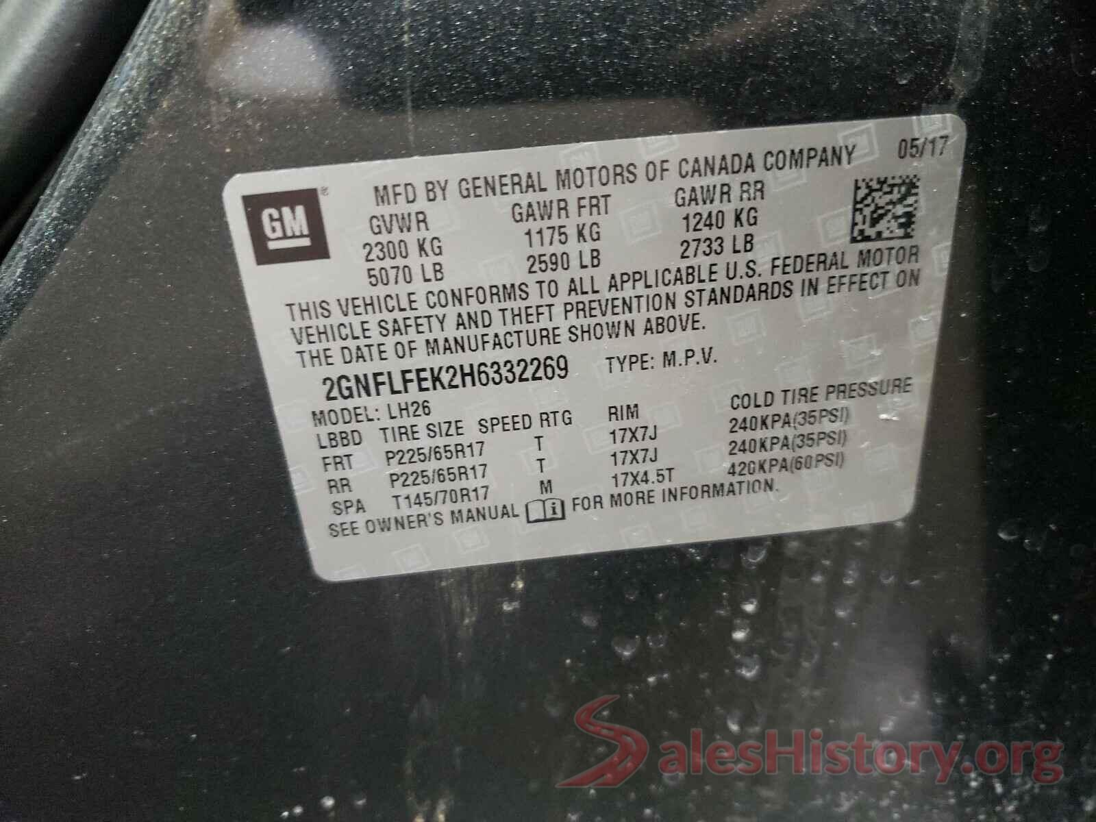 2GNFLFEK2H6332269 2017 CHEVROLET EQUINOX