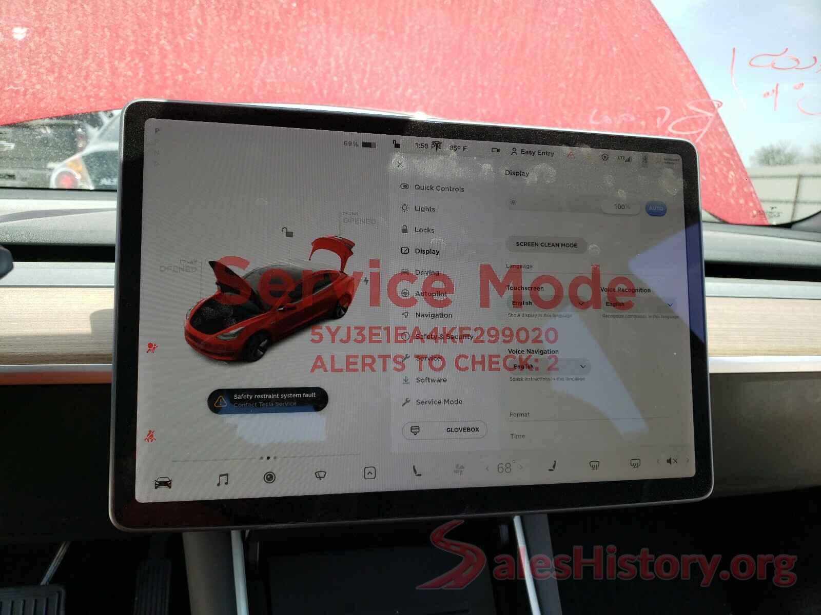 5YJ3E1EA4KF299020 2019 TESLA MODEL 3