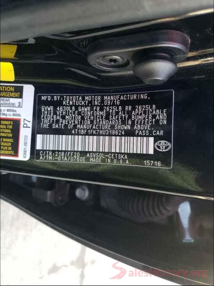 4T1BF1FK7HU318624 2017 TOYOTA CAMRY