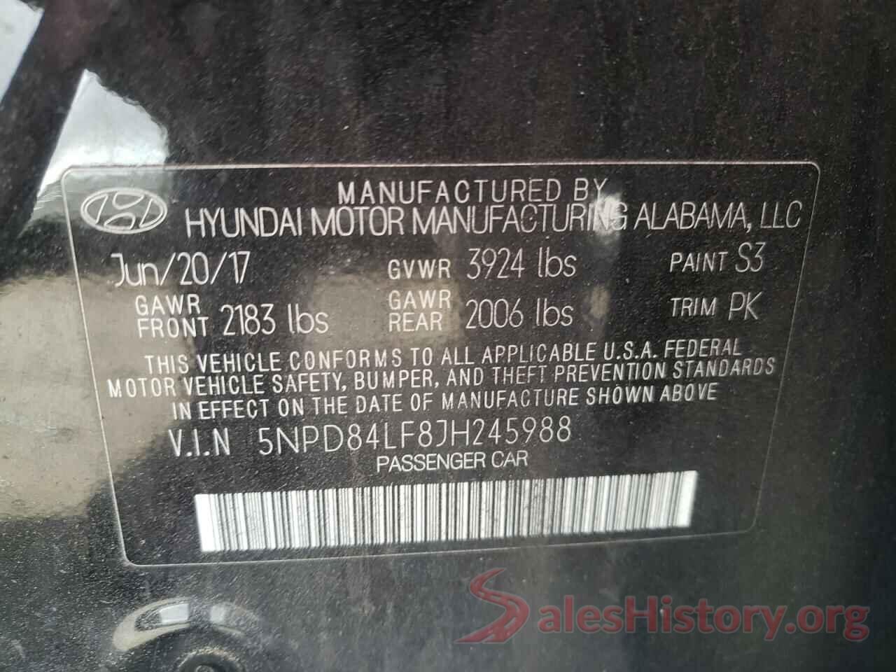 5NPD84LF8JH245988 2018 HYUNDAI ELANTRA