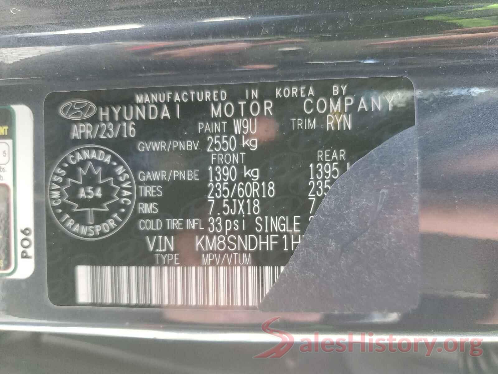 KM8SNDHF1HU193673 2017 HYUNDAI SANTA FE