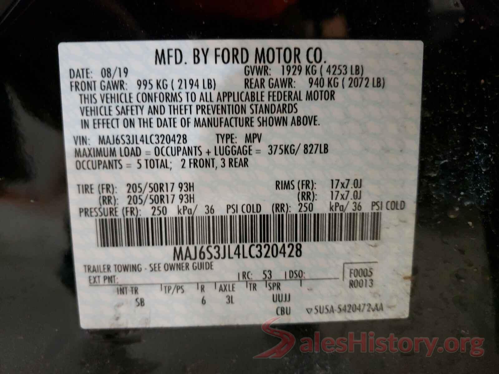 MAJ6S3JL4LC320428 2020 FORD ALL OTHER