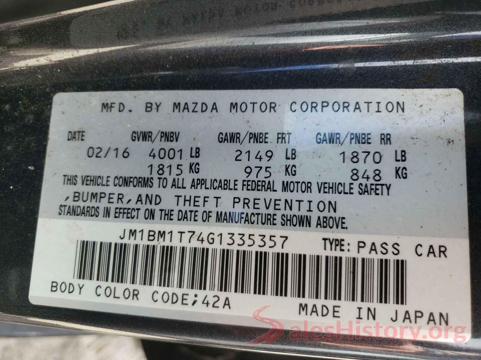 JM1BM1T74G1335357 2016 MAZDA 3