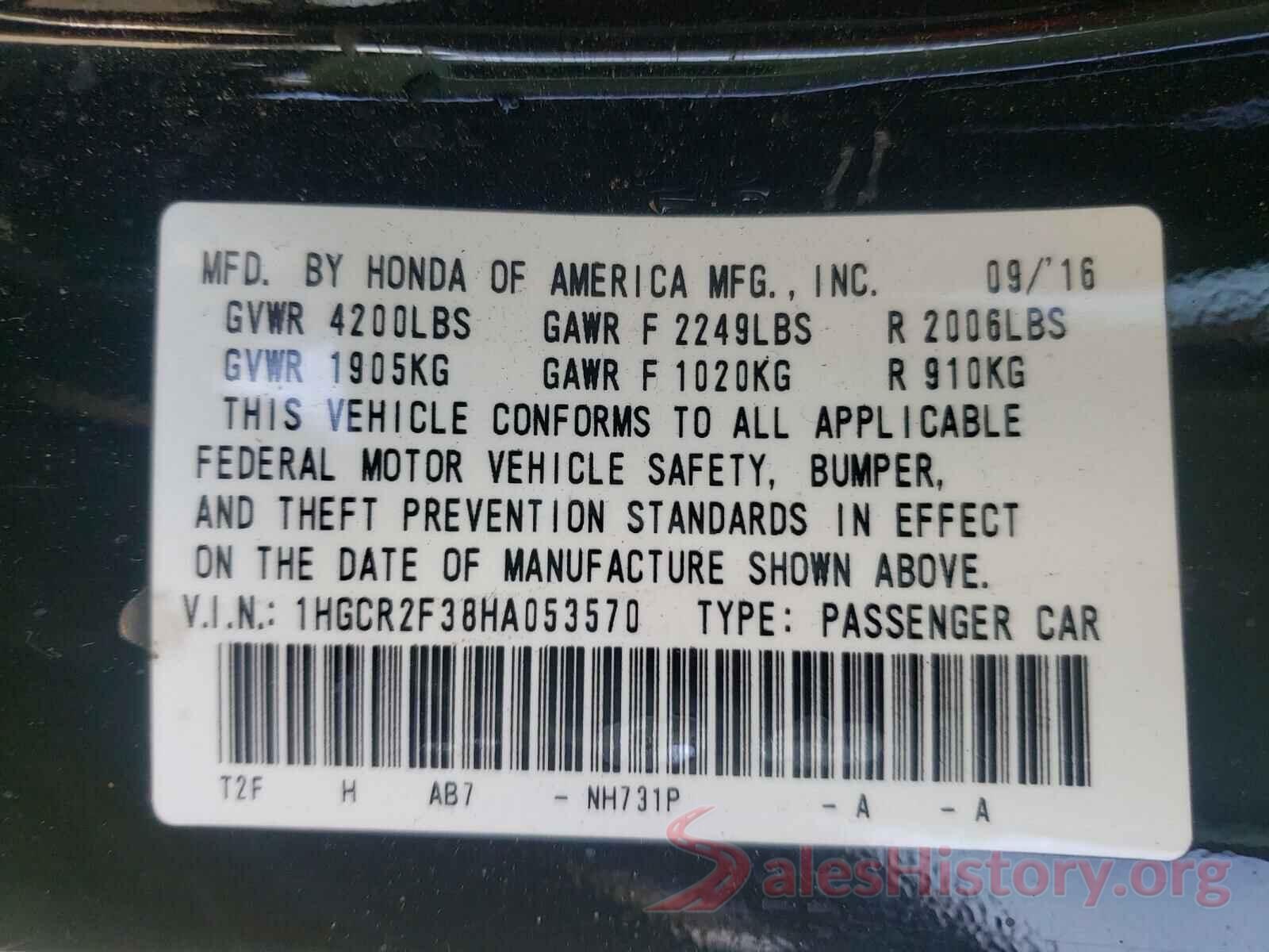 1HGCR2F38HA053570 2017 HONDA ACCORD