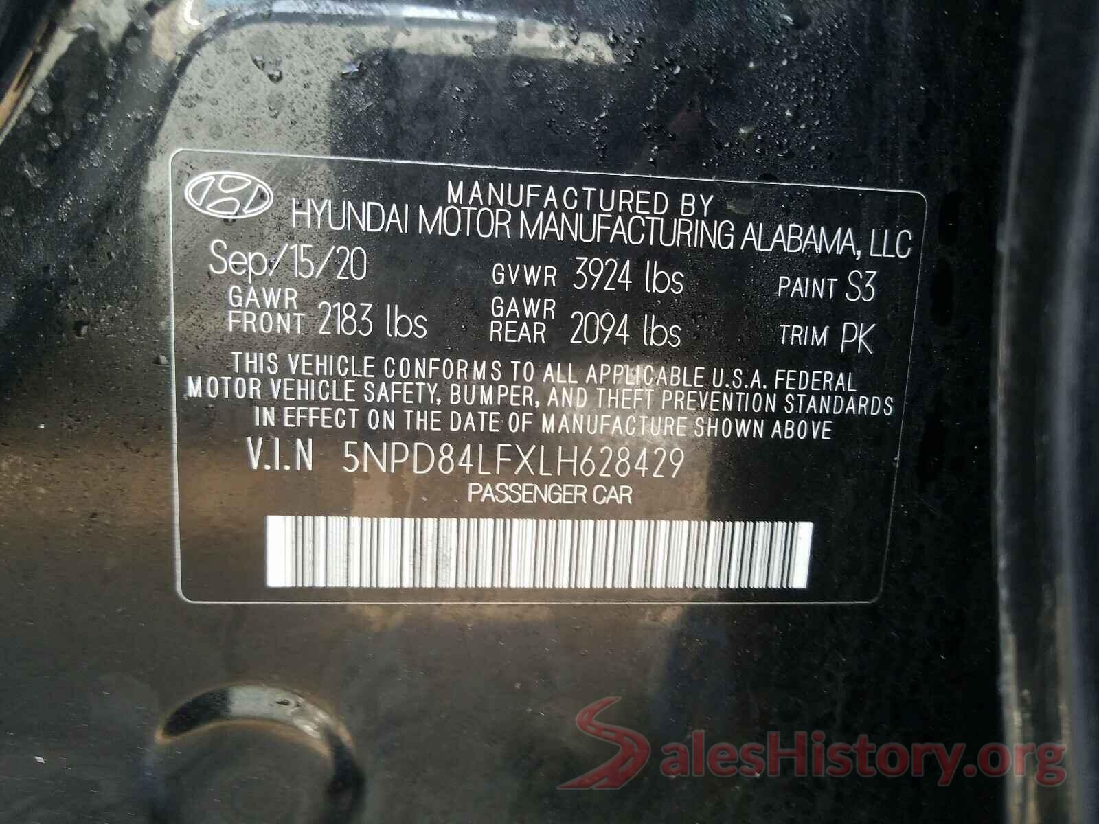 5NPD84LFXLH628429 2020 HYUNDAI ELANTRA