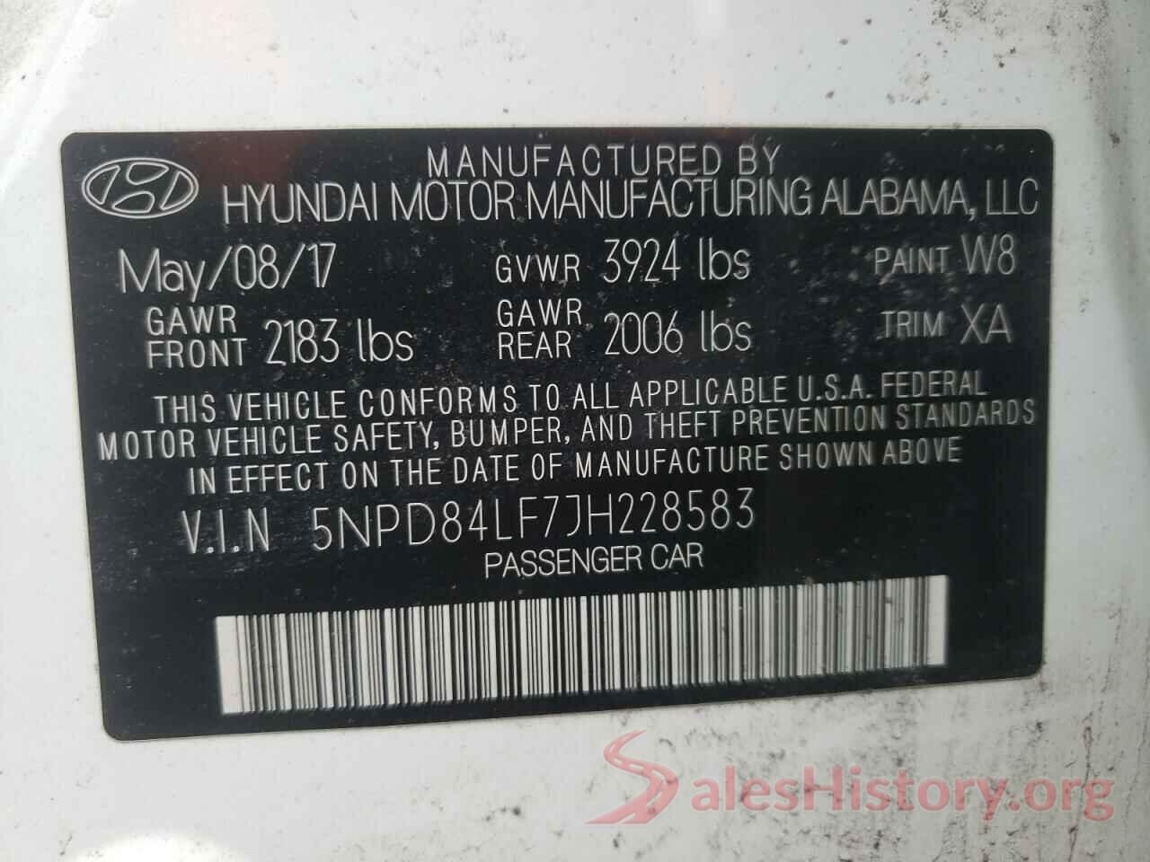 5NPD84LF7JH228583 2018 HYUNDAI ELANTRA