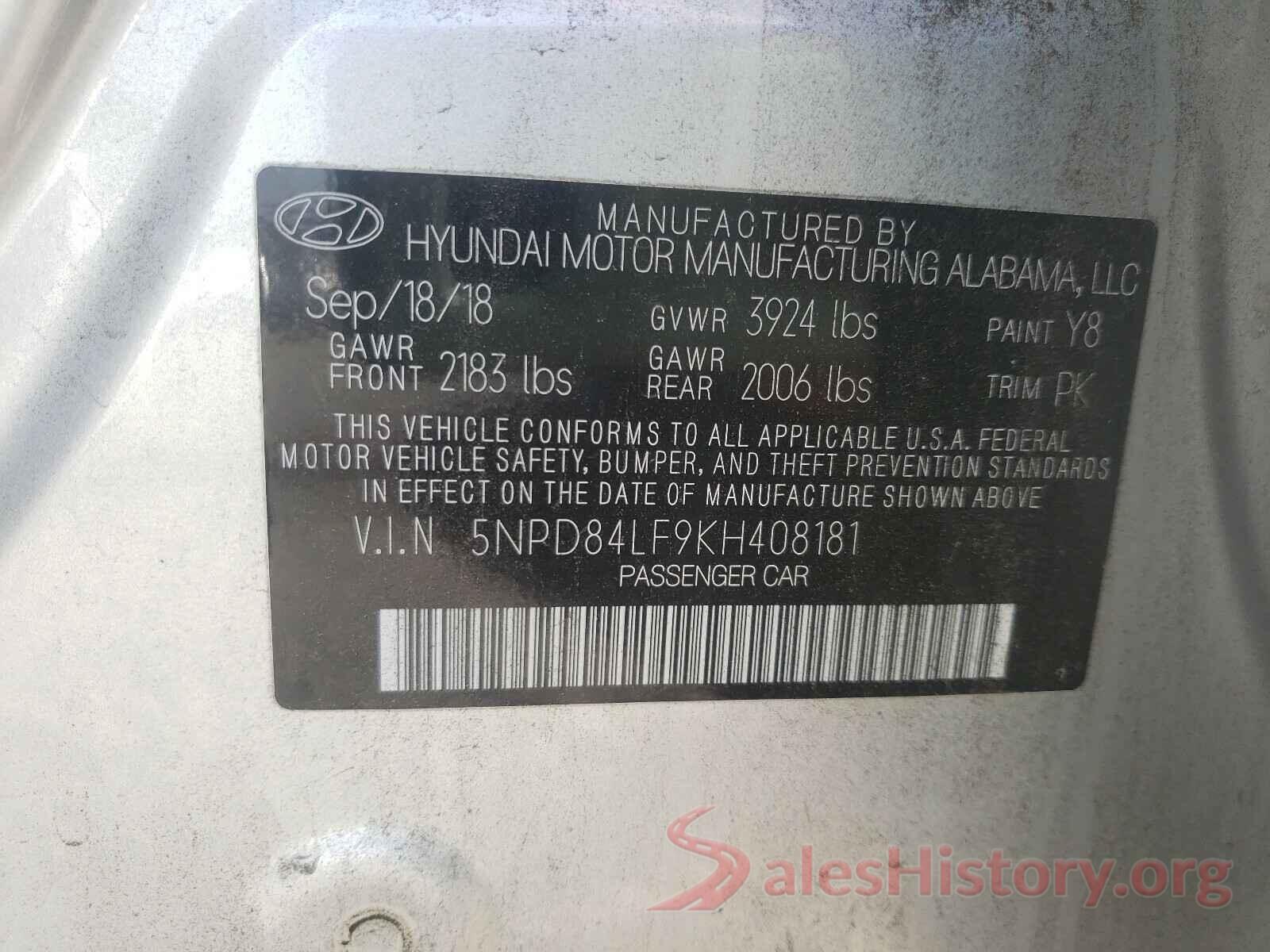 5NPD84LF9KH408181 2019 HYUNDAI ELANTRA