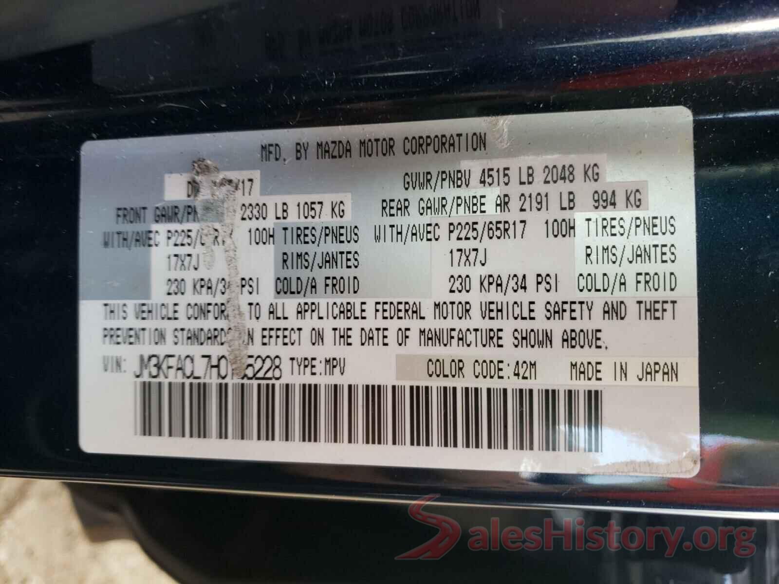 JM3KFACL7H0195228 2017 MAZDA CX-5