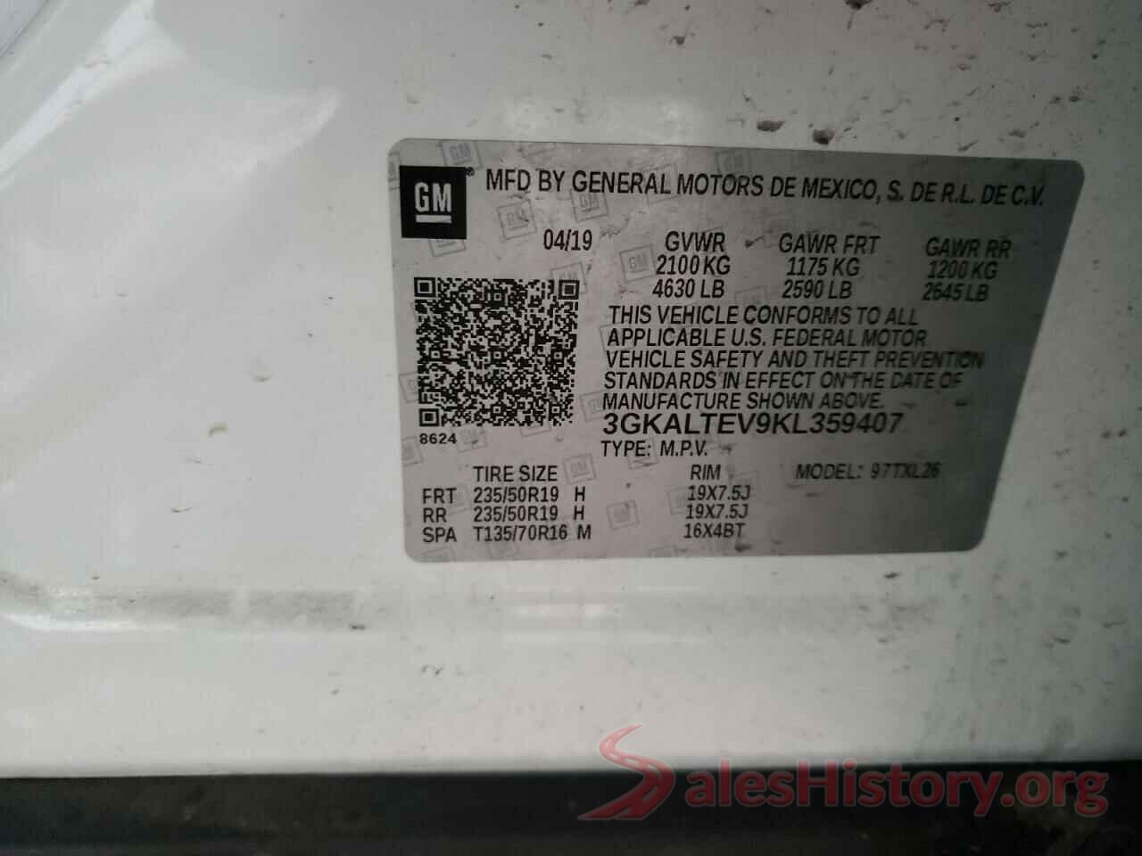 3GKALTEV9KL359407 2019 GMC TERRAIN