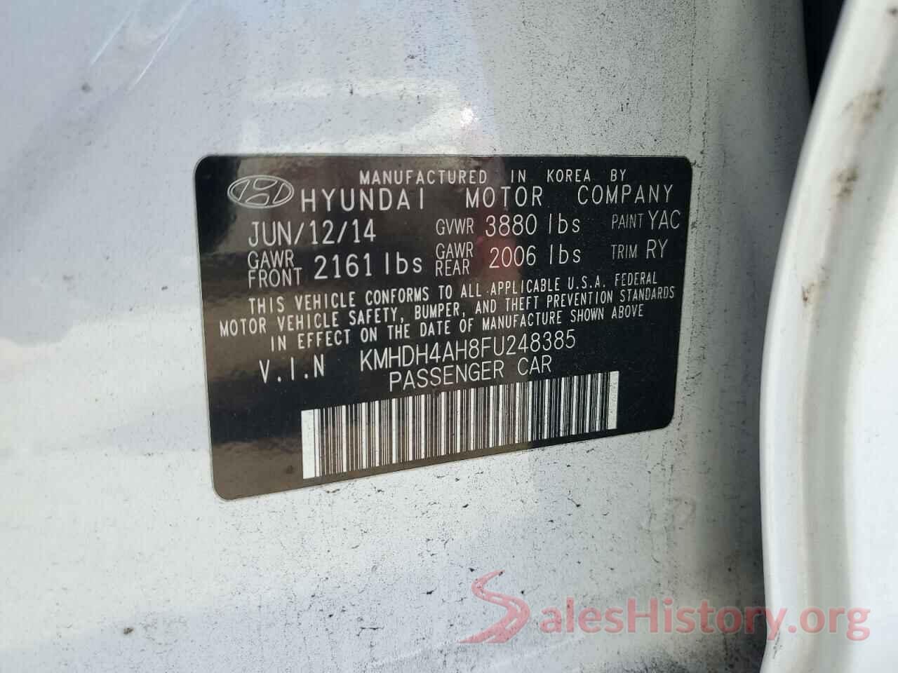 KMHDH4AH8FU248385 2015 HYUNDAI ELANTRA