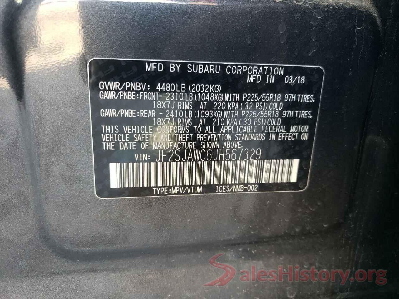 JF2SJAWC6JH567329 2018 SUBARU FORESTER