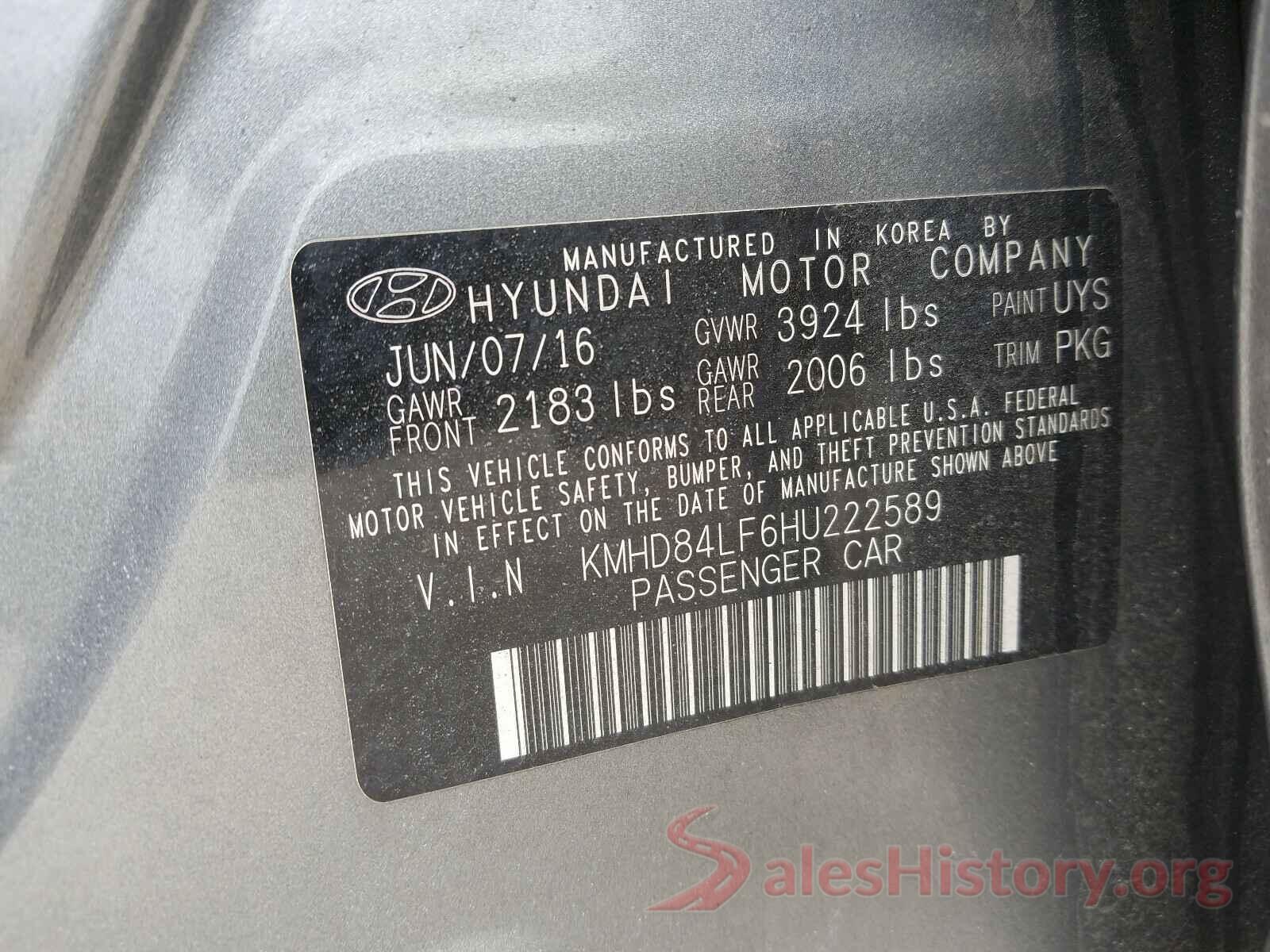 KMHD84LF6HU222589 2017 HYUNDAI ELANTRA