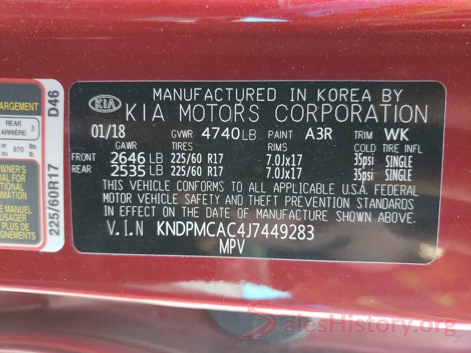 KNDPMCAC4J7449283 2018 KIA SPORTAGE