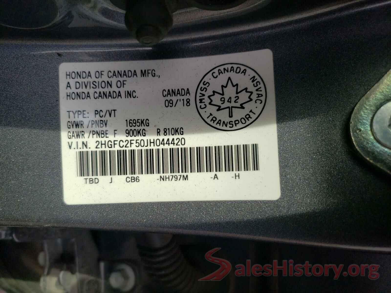 2HGFC2F50JH044420 2018 HONDA CIVIC