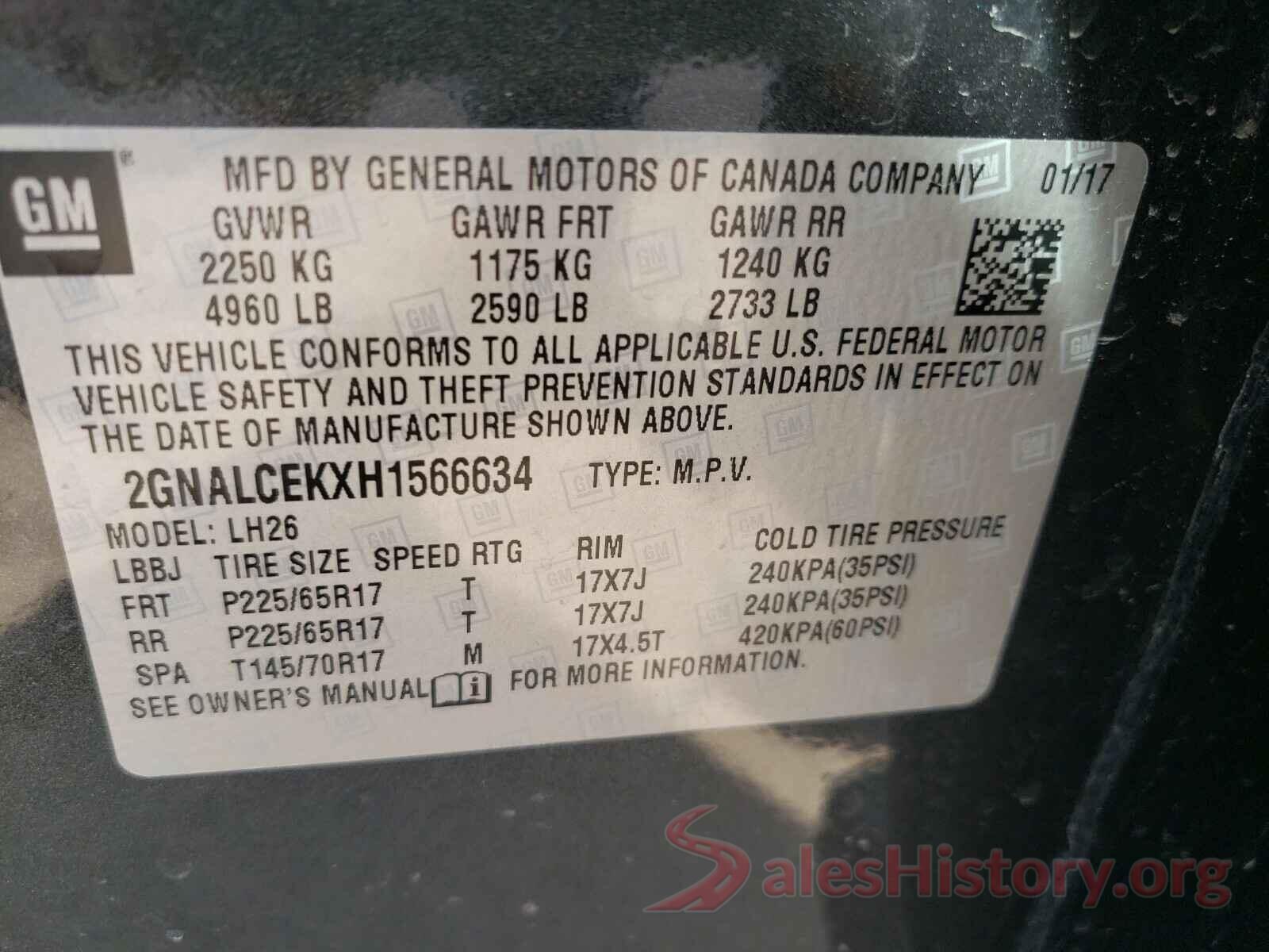 2GNALCEKXH1566634 2017 CHEVROLET EQUINOX