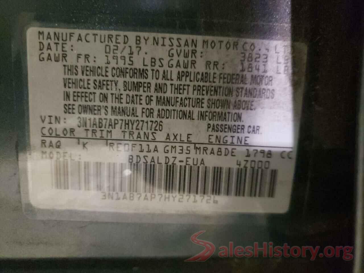 3N1AB7AP7HY271726 2017 NISSAN SENTRA