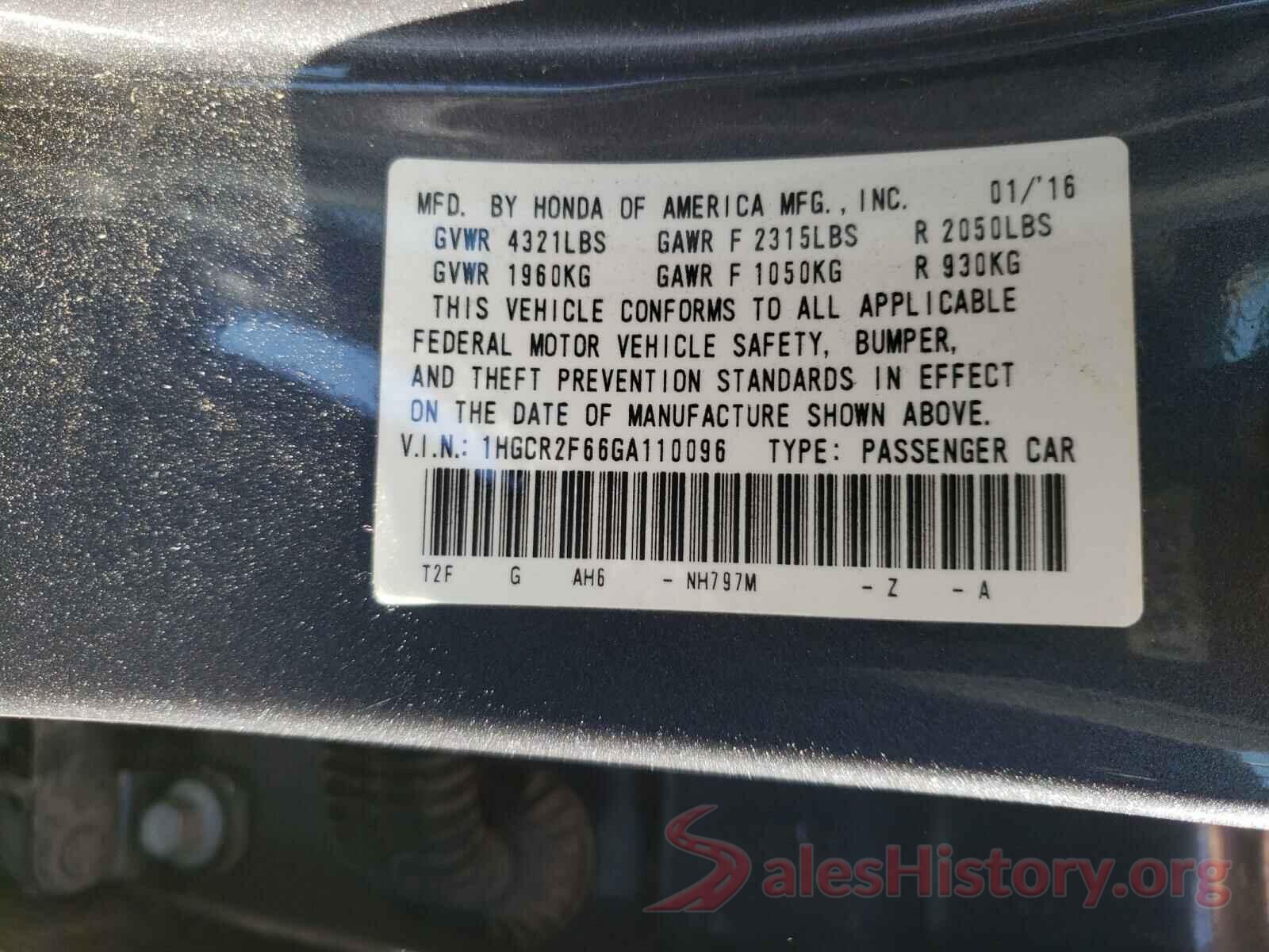 1HGCR2F66GA110096 2016 HONDA ACCORD