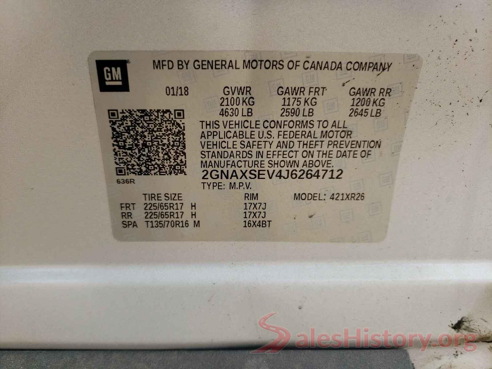 2GNAXSEV4J6264712 2018 CHEVROLET EQUINOX