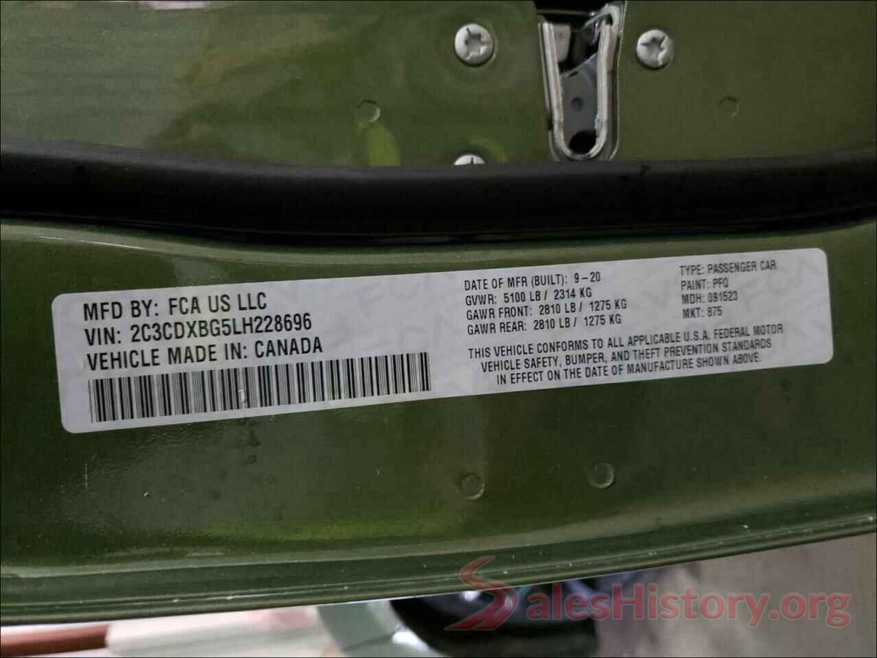 2C3CDXBG5LH228696 2020 DODGE CHARGER