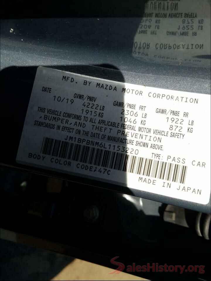 JM1BPBNM6L1153220 2020 MAZDA 3