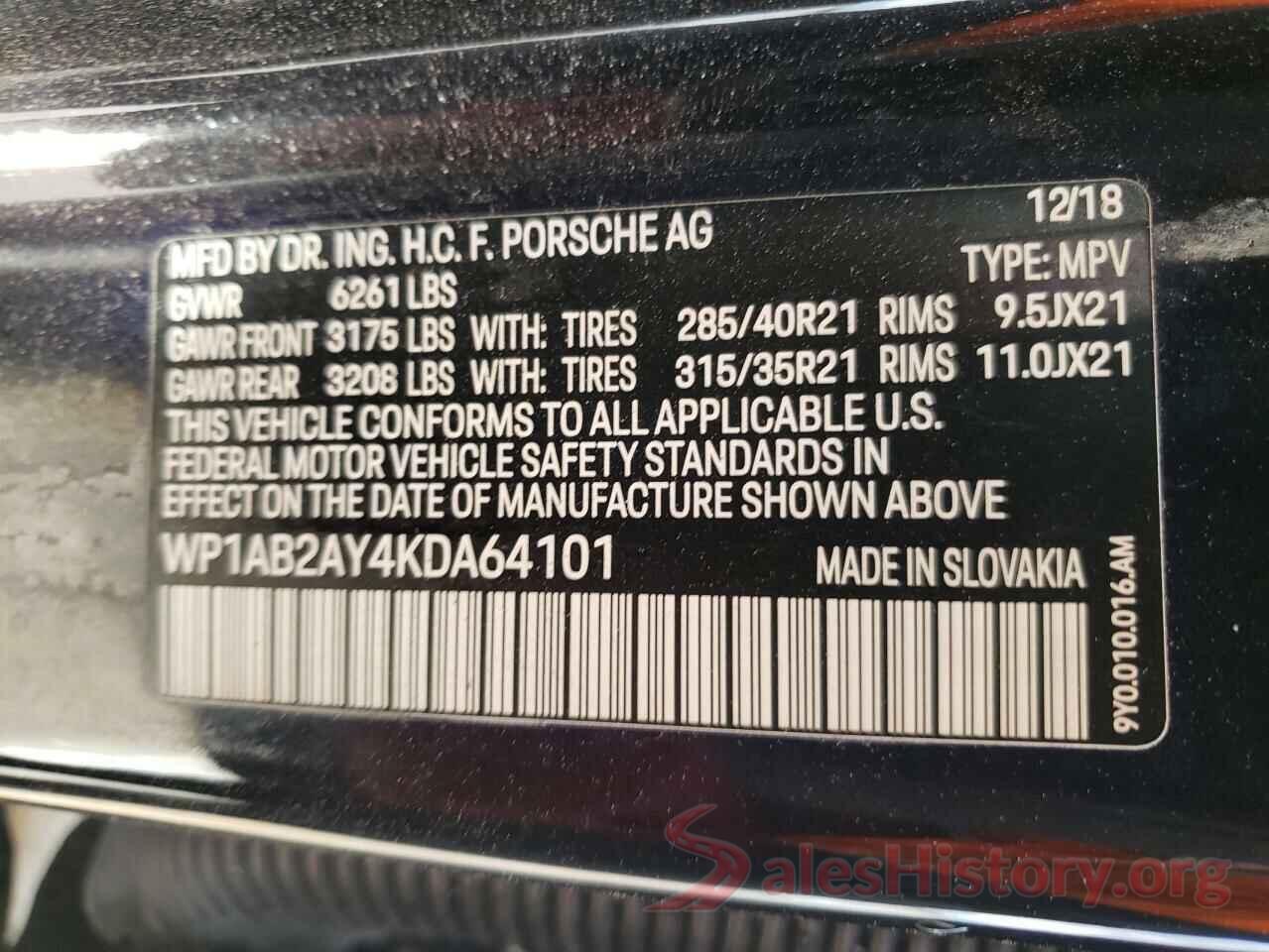 WP1AB2AY4KDA64101 2019 PORSCHE CAYENNE