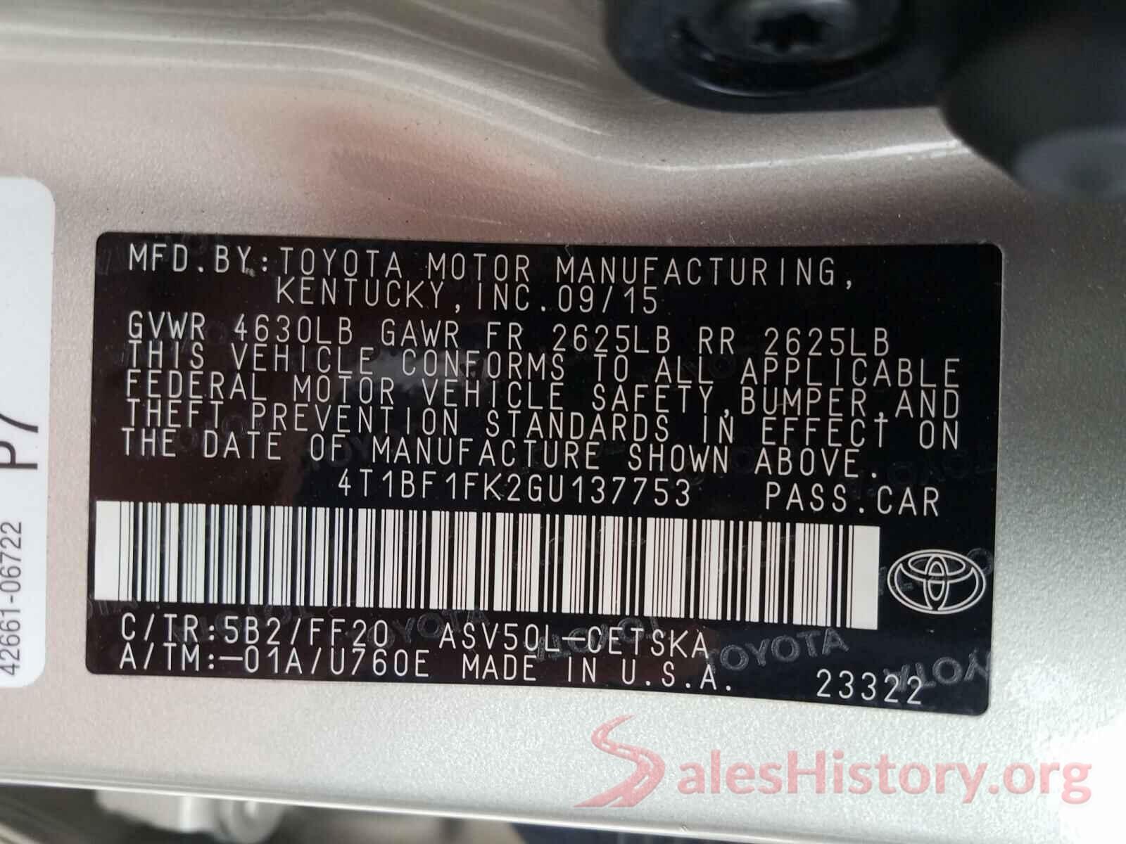 4T1BF1FK2GU137753 2016 TOYOTA CAMRY