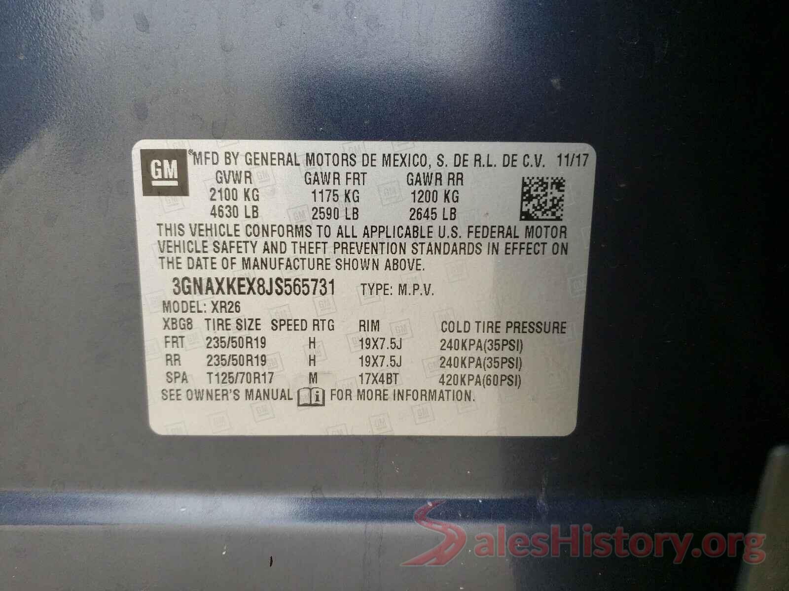 3GNAXKEX8JS565731 2018 CHEVROLET EQUINOX