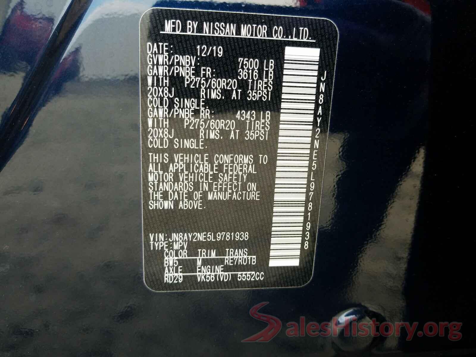 JN8AY2NE5L9781938 2020 NISSAN ARMADA